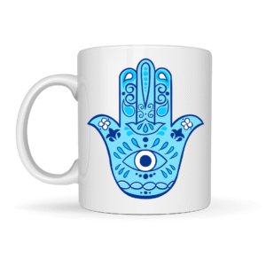 Caneca de Cerâmica - Hamsá Azul