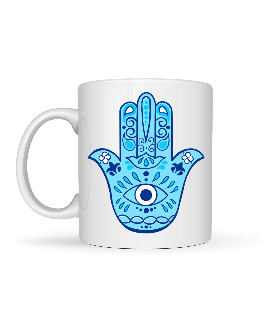 Caneca de Cerâmica - Hamsá Azul