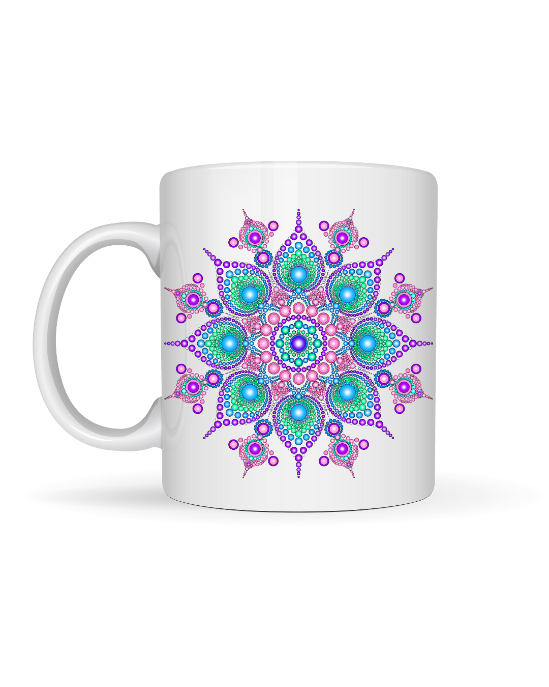 Caneca de Cerâmica - Mandala Lilás e Verde
